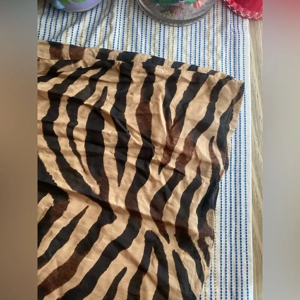 J. Crew Midi  Dress Women's Zebra Print Smocked Waist Short Sleeve Sz Small  NWT